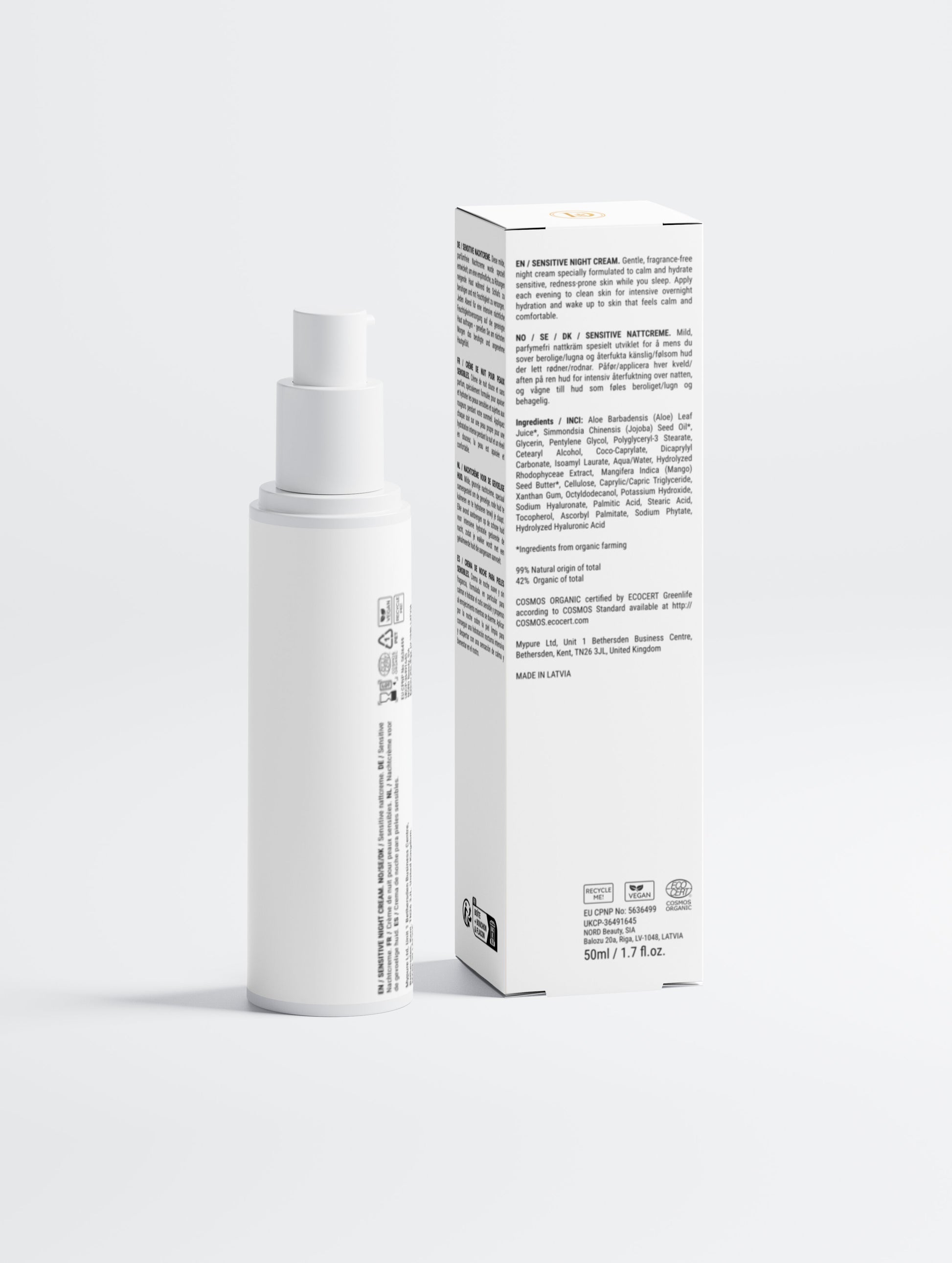 Crème nuit peaux réactives hypoallergénique - vue arrière