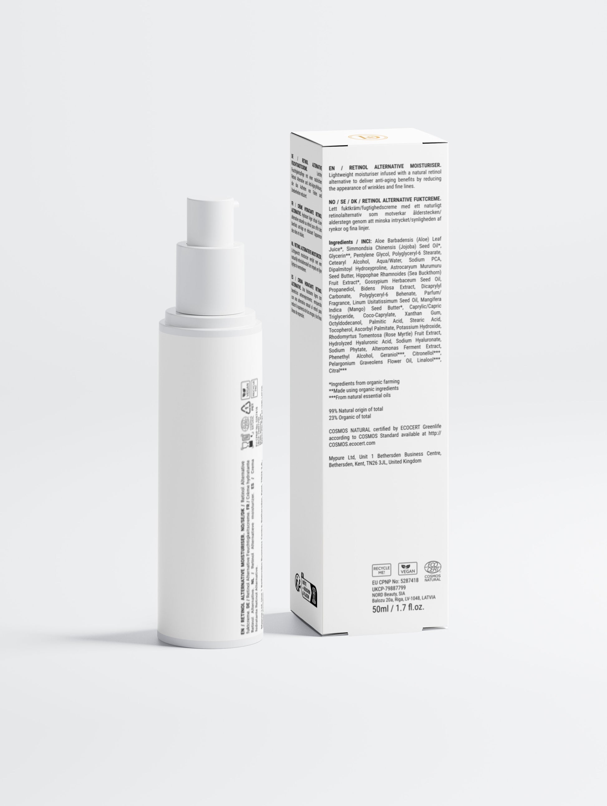 Crème visage anti-âge peaux sensibles - vue arrière packaging