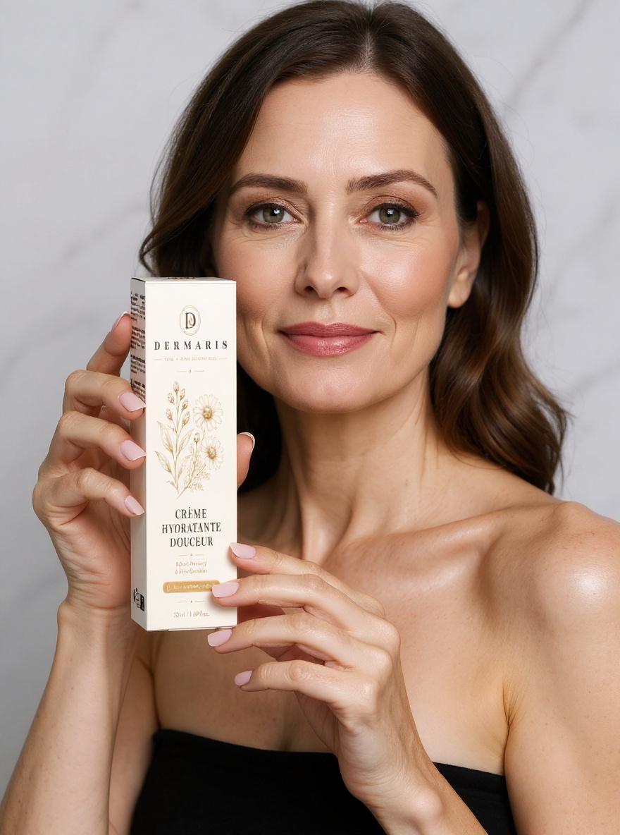 Retinol Moisturiser DERMARIS - femme tenant le produit