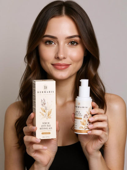 Retinol Serum DERMARIS - femme tenant le produit