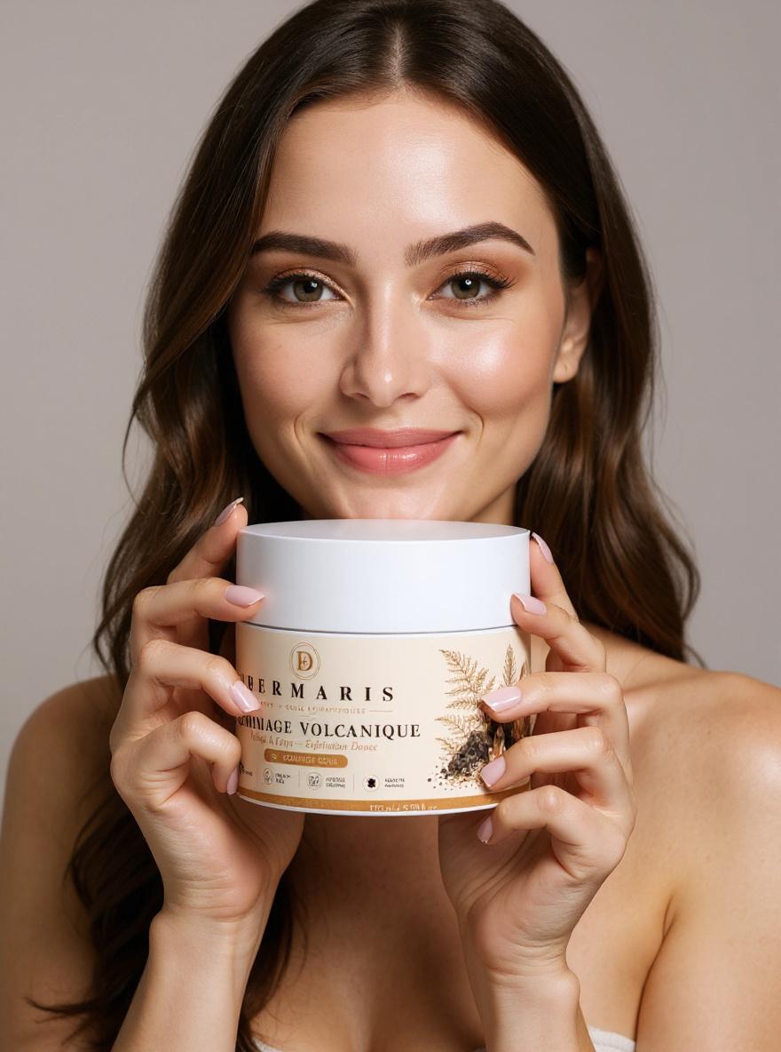 Volcano Scrub DERMARIS - femme tenant le produit