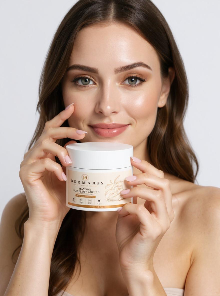 Clay Mask DERMARIS - femme tenant le produit